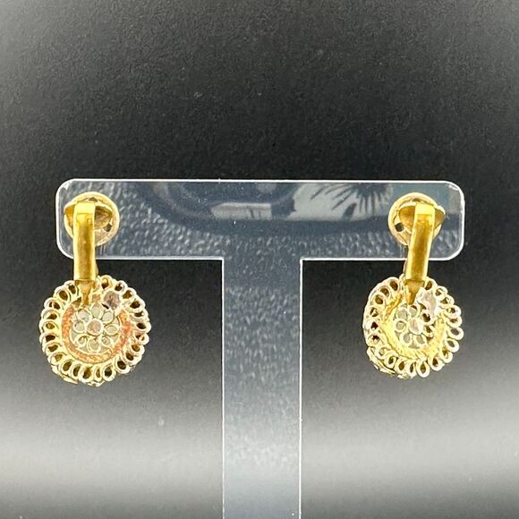 Vintage Clip-on Earrings Vermeil Gold Over Silver Cloisonne White Nephrite Jade - Picture 12 of 12